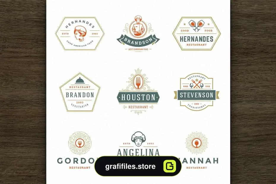 فایل لایه باز لوگو رستوران Restaurant Logos and Badges 3