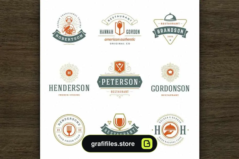 فایل لایه باز لوگو رستوران Restaurant Logos and Badges 3