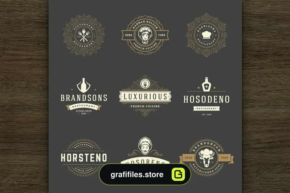 فایل لایه باز لوگو رستوران Restaurant Logos and Badges 2