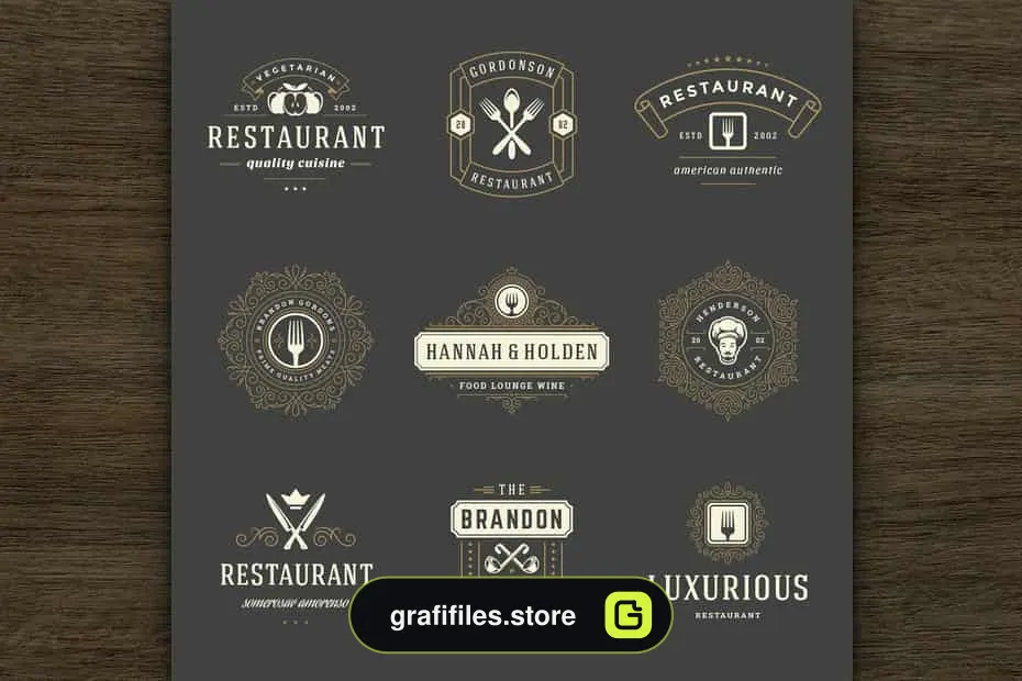 فایل لایه باز لوگو رستوران Restaurant Logos and Badges 2