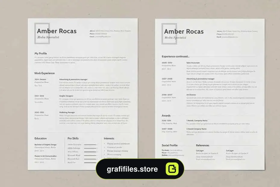 قالب آماده ایندیزاین رزومه Resume Amber - 2