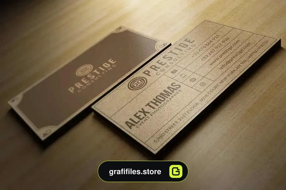 فایل لایه باز کارت ویزیت Retro Kraft Business Card