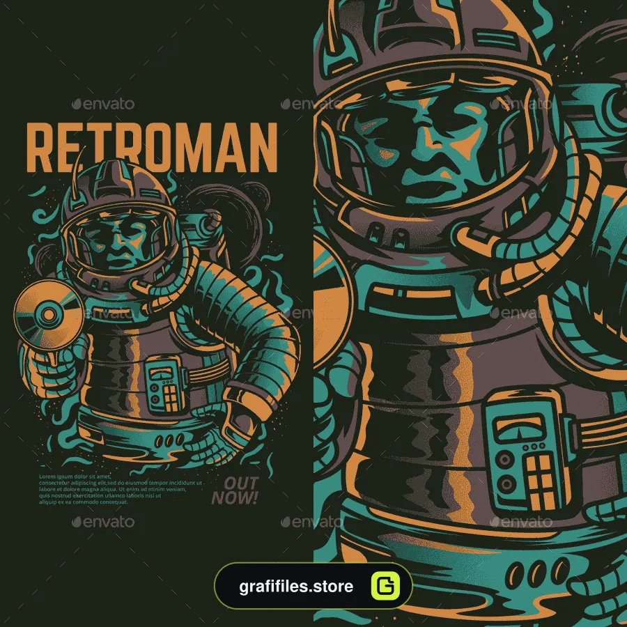 وکتور تیشرت Retroman 