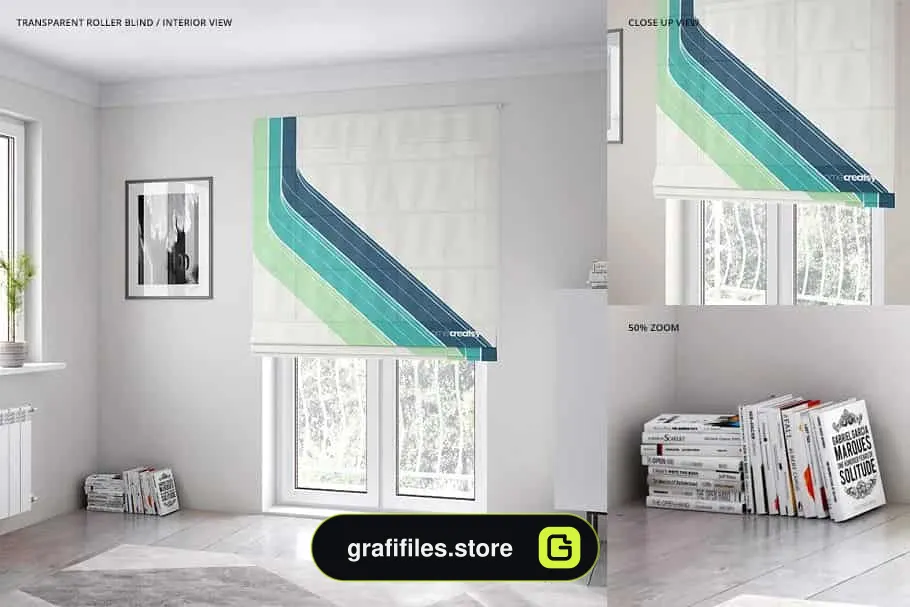 موکاپ پرده Roman Blind Mockup Set
