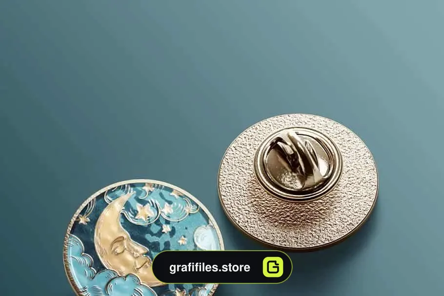 موکاپ سنجاق سینه گرد