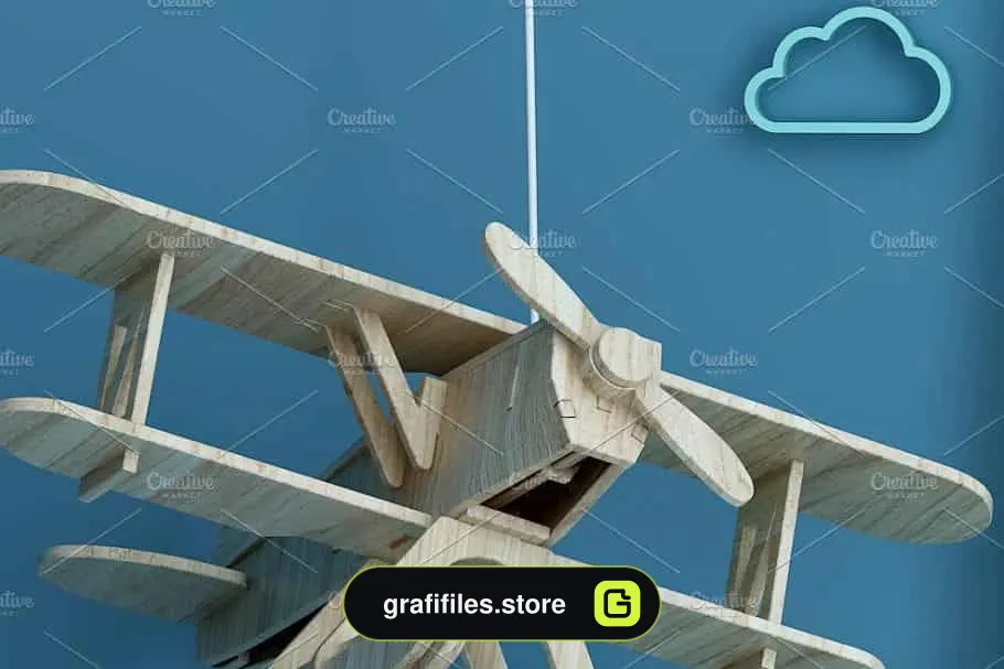 موکاپ اتاق کودک Set of 3 mockup Room airplane kids
