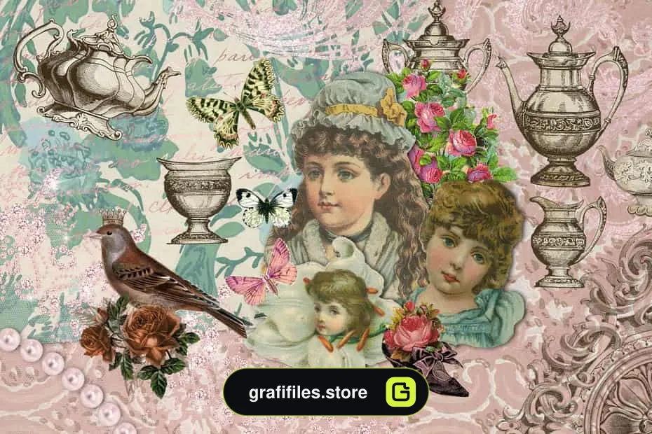 کلیپ آرت Shabby Chic Digital Scrapbooking Kit