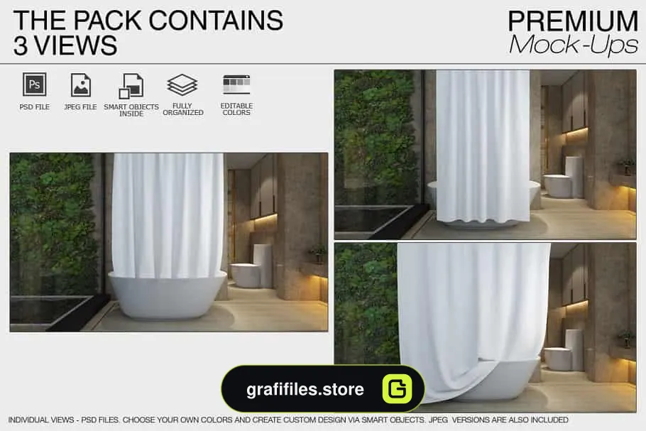 موکاپ پرده حمام Shower Curtain Mockups