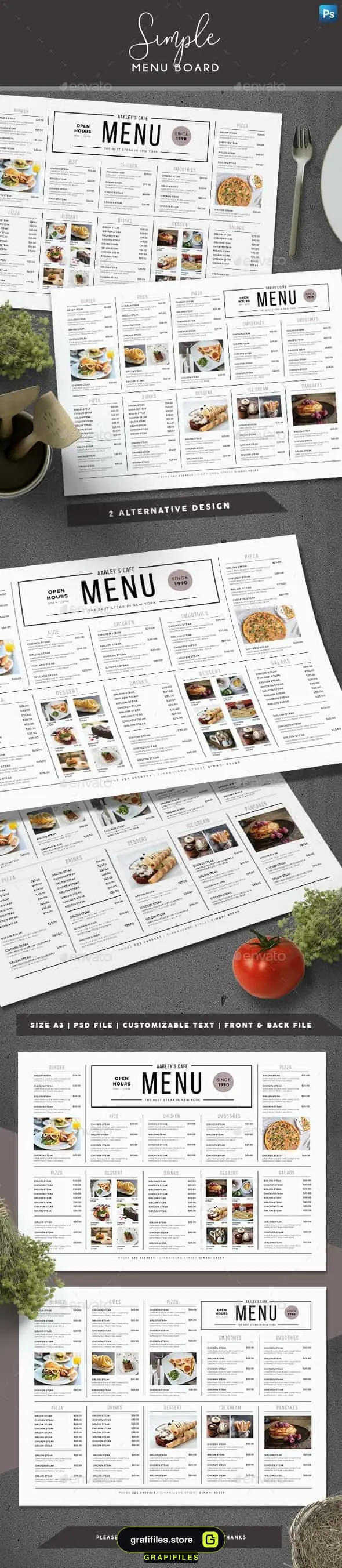 فایل لایه باز منو غذا Simple Menu Board