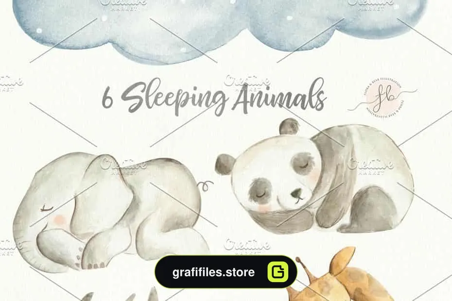 کلیپ آرت فانتزی حیوانات در خواب