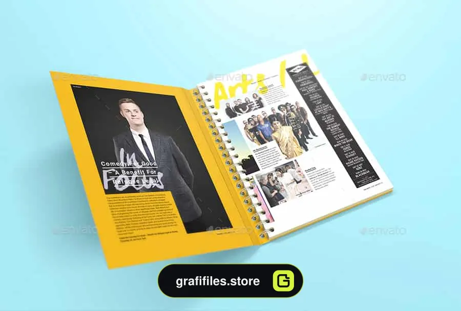 موکاپ کتاب سیمی Spiral Hardbound Book With Folder Cover Mockups