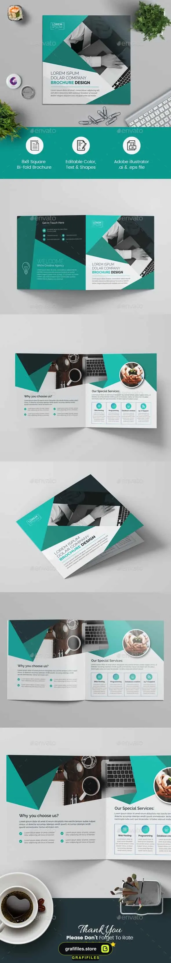 وکتور بروشور Square Bi-fold Brochure