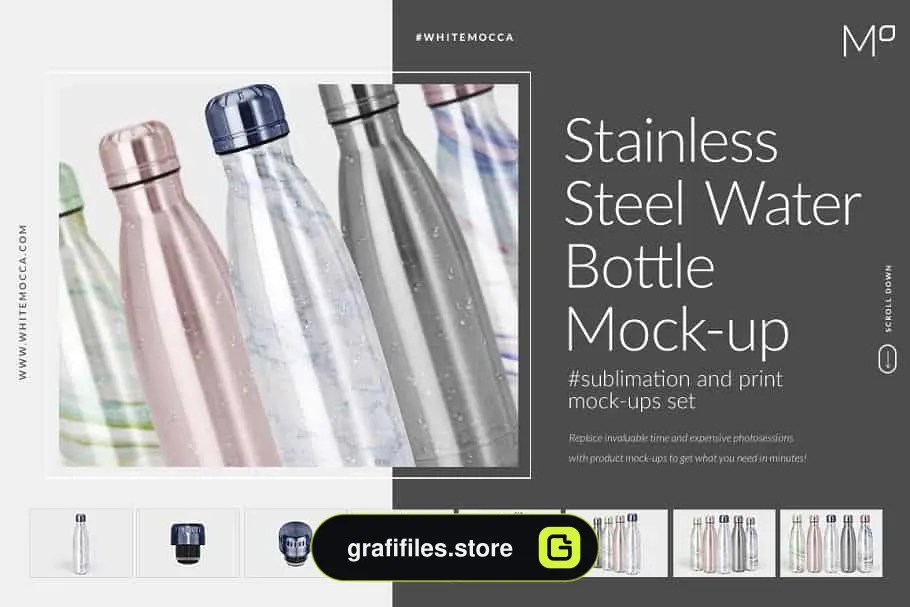 موکاپ بطری آب فلزی Stainless Steel Water Bottle Mock-up
