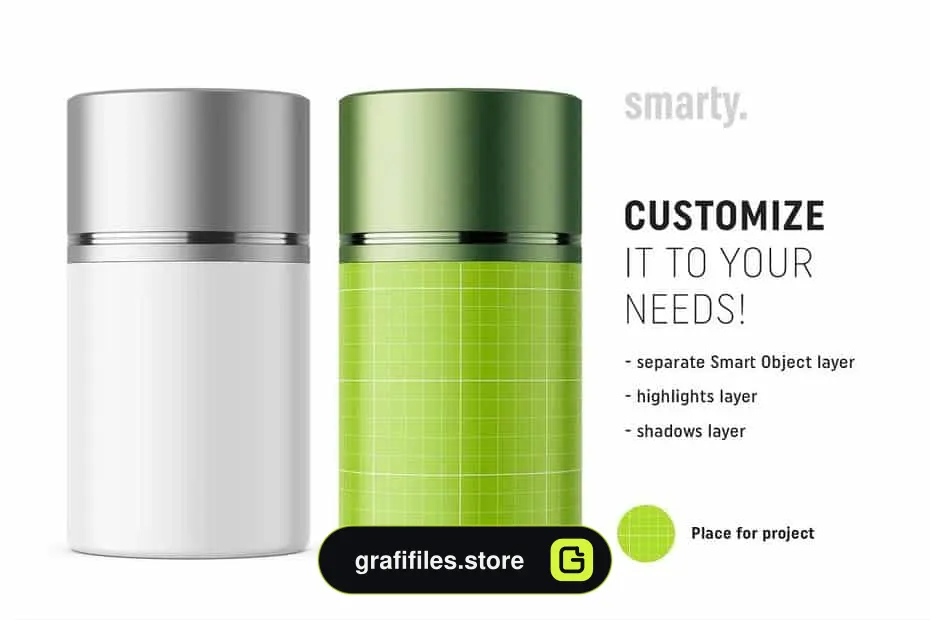 موکاپ بطری Straight Bottle / Silver Cap Mockup