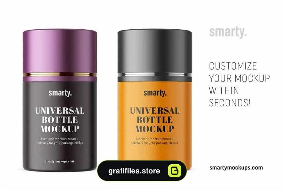 موکاپ بطری Straight Bottle / Silver Cap Mockup