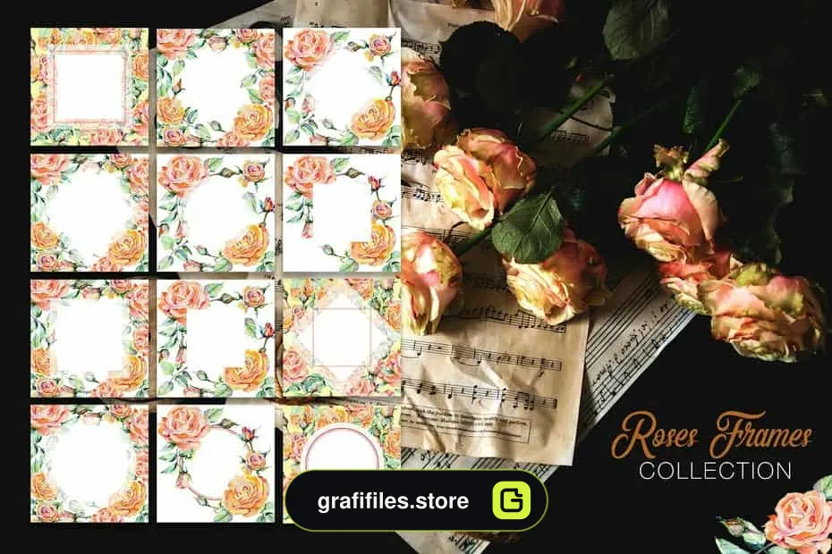 کلیپ آرت آبرنگی گل رز Stylish Rose Watercolor Png