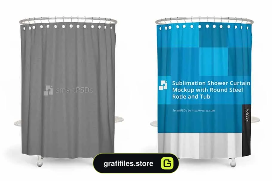 موکاپ پرده حمام Sublimation Shower Curtain Mockup 3