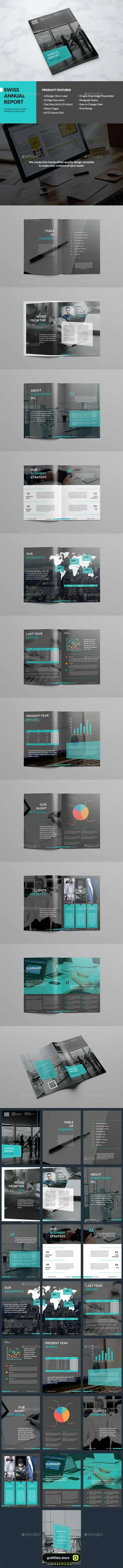 قالب ایندیزاین مجله Swiss Annual Report