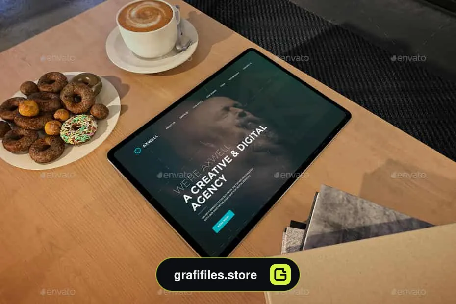 موکاپ تبلت روی میز