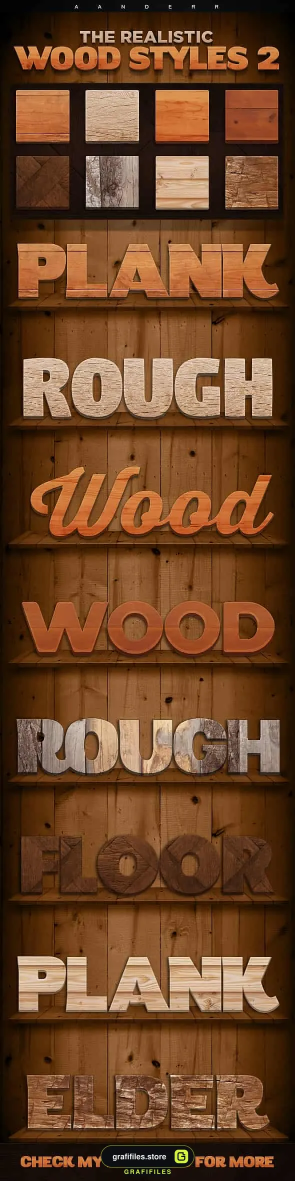 دانلود استایل آماده چوب برای فتوشاپ The Realistic Wood Styles 2 - 1 استایل آماده چوب برای فتوشاپ