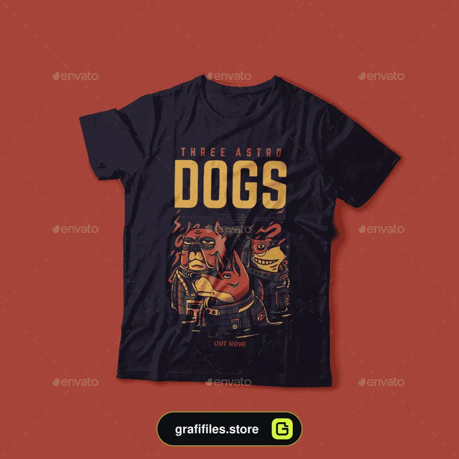 وکتور تیشرت Three Astro Dogs - 2