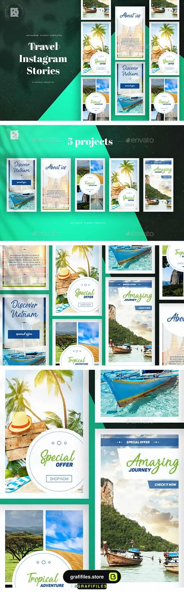 فایل لایه باز استوری اینستاگرام Travel Instagram Stories
