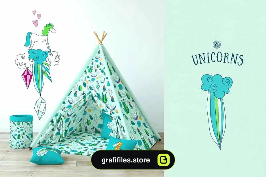 دانلود وکتور و کلیپ آرت اسب تک شاخ Unicorns Illustrations - 1 کلیپ آرت اسب تک شاخ
