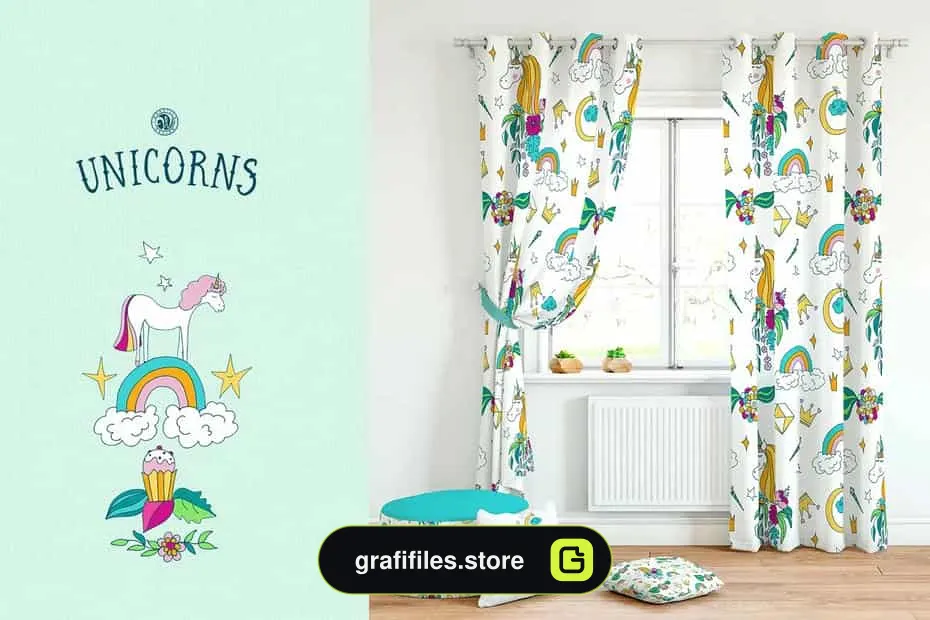 دانلود وکتور و کلیپ آرت اسب تک شاخ Unicorns Illustrations - 2 کلیپ آرت اسب تک شاخ