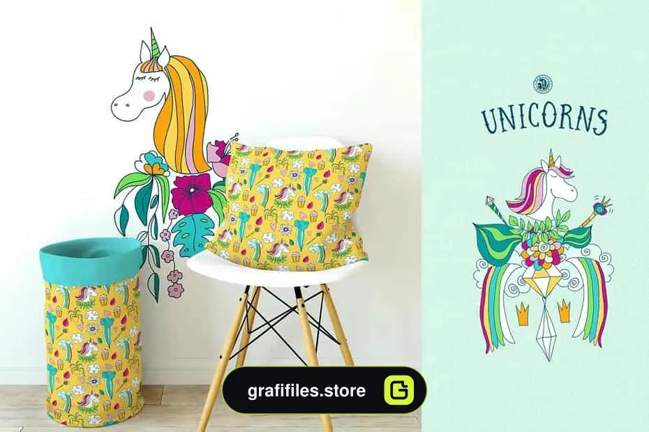 دانلود وکتور و کلیپ آرت اسب تک شاخ Unicorns Illustrations - 4 کلیپ آرت اسب تک شاخ - 3
