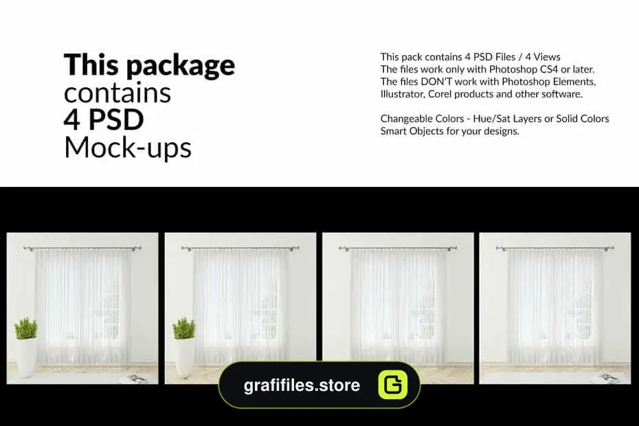 موکاپ پرده Voile Net Curtain Set