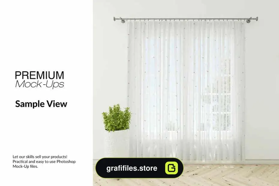 موکاپ پرده Voile Net Curtain Set