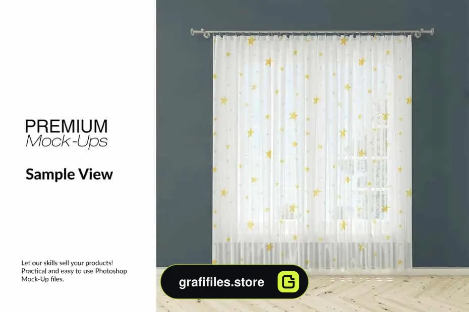 موکاپ پرده Voile Net Curtain Set