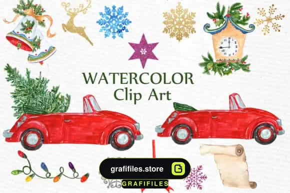 دانلود کلیپ آرت آبرنگی کریسمس Watercolor Christmas Clipart - 1 کلیپ آرت آبرنگی کریسمس