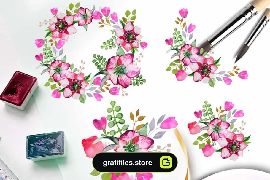 کلیپ آرت آبرنگی گل Watercolor clipart - 3
