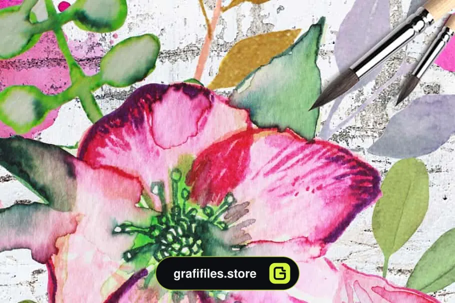 کلیپ آرت آبرنگی گل Watercolor clipart