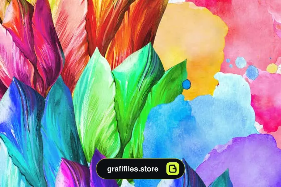 کلیپ آرت آبرنگی گل Watercolor clipart Tulip wreath - 7