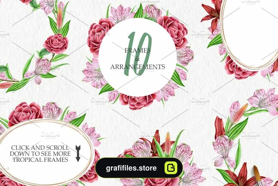 کلیپ آرت آبرنگی گل Watercolor Flowers