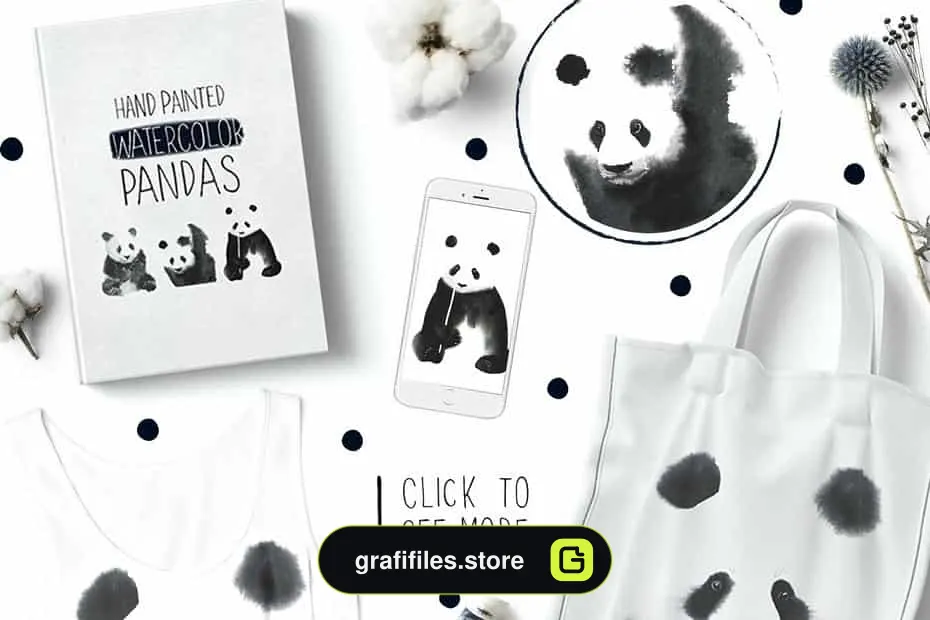 کلیپ آرت پاندا Watercolor Pandas