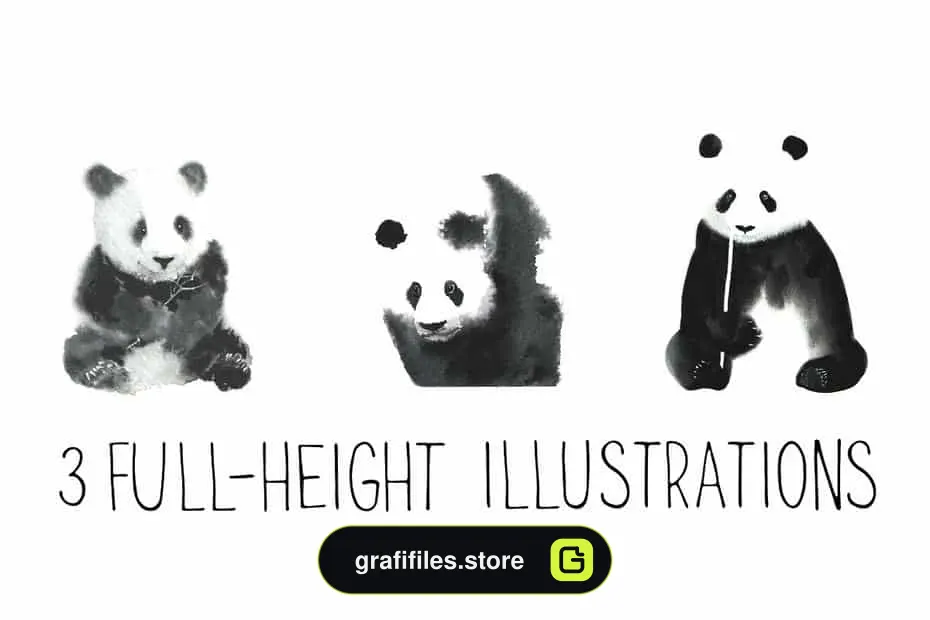 کلیپ آرت پاندا Watercolor Pandas - 2