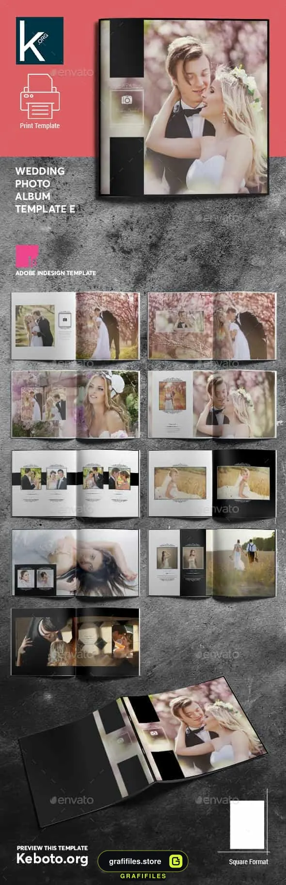 قالب ایندیزاین آلبوم عکس عروسی Wedding Photo Album Template E
