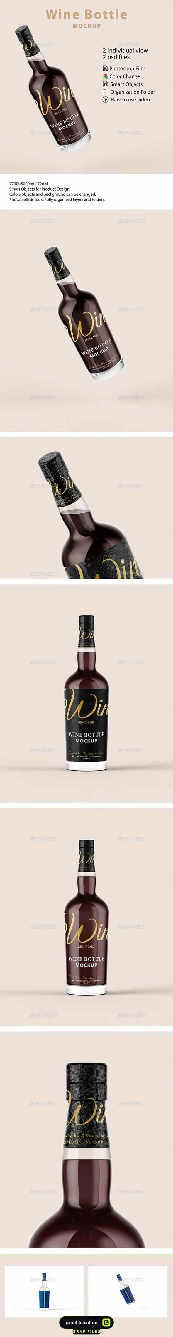 موکاپ بطری نوشیدنی Wine Bottle Mockup