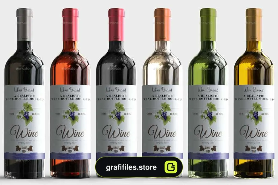 موکاپ بطری نوشیدنی Wine Mockup Kit 2.0
