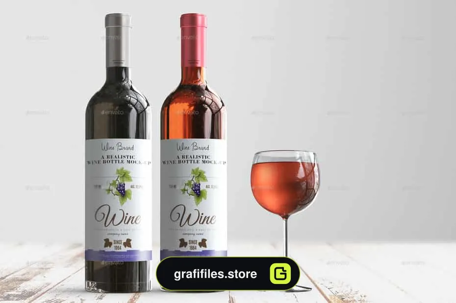 موکاپ بطری نوشیدنی Wine Mockup Kit 2.0