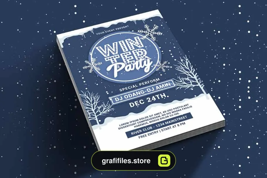 فایل لایه باز بنر Winter Party Flyer