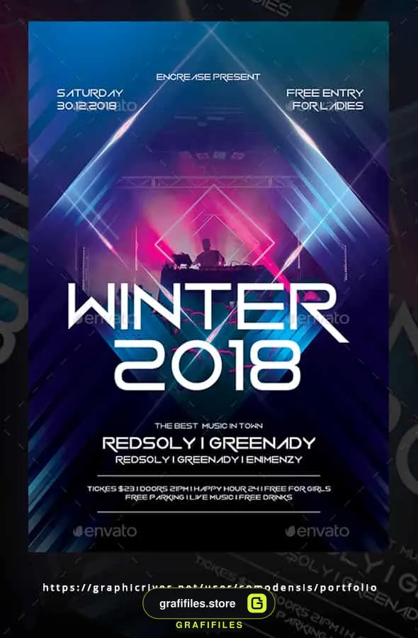 فایل لایه باز تراکت Winter Party 