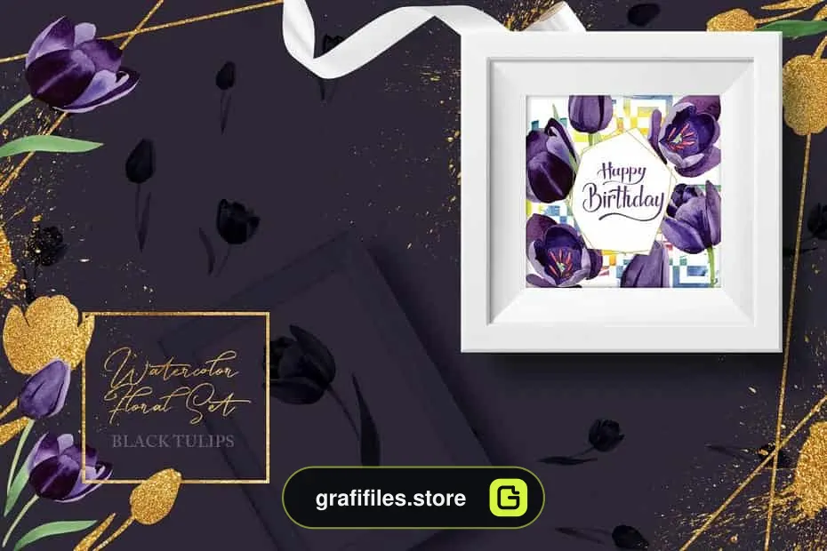 دانلود کلیپ آرت گل لاله سیاه Wonderful Black Tulips PNG Set - 5 کلیپ آرت گل لاله سیاه - 4