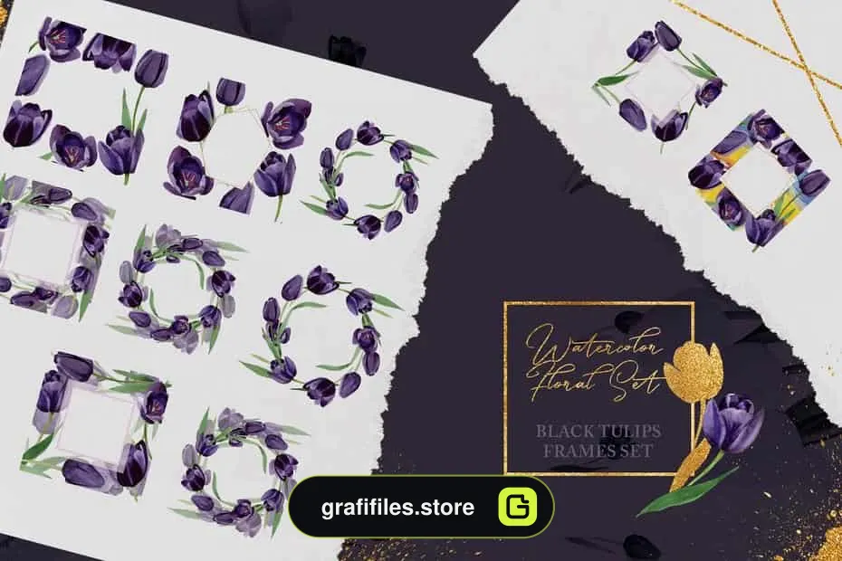 دانلود کلیپ آرت گل لاله سیاه Wonderful Black Tulips PNG Set - 9 کلیپ آرت گل لاله سیاه - 8