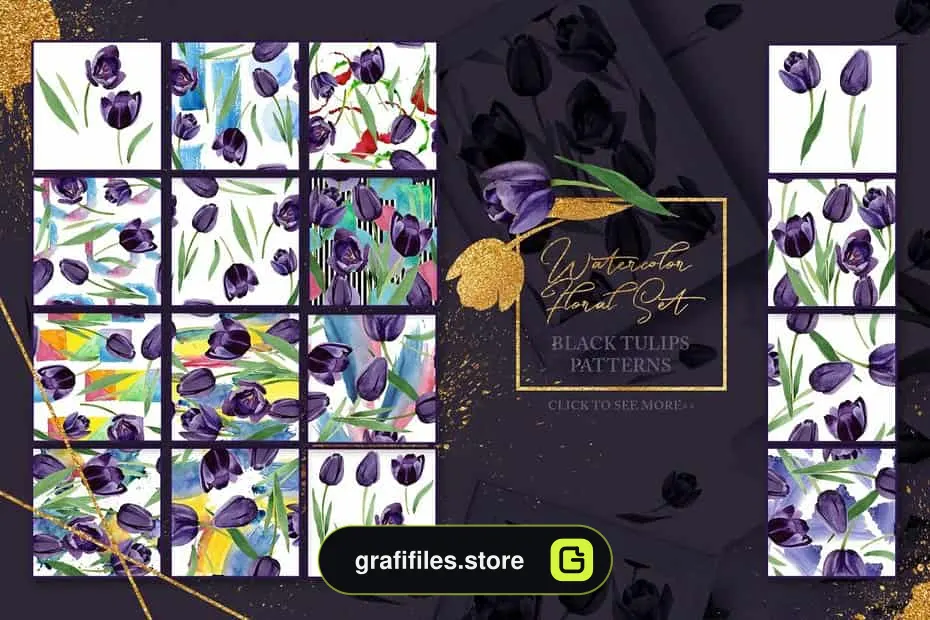 دانلود کلیپ آرت گل لاله سیاه Wonderful Black Tulips PNG Set - 11 کلیپ آرت گل لاله سیاه - 10