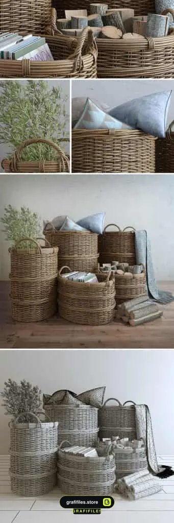 مدل سه بعدی سبد چوبی