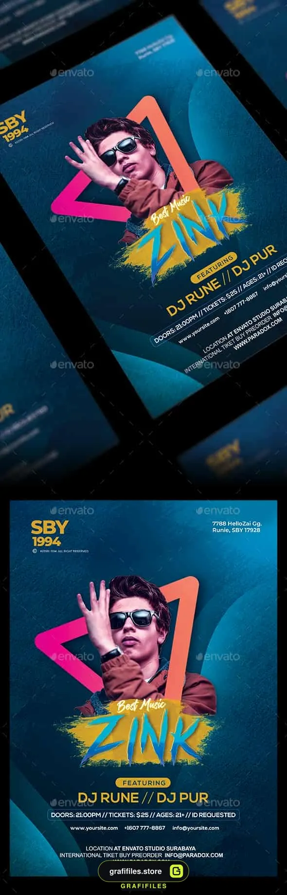 فایل لایه باز تراکت Zink Party Flyer